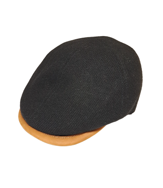 Magill Prime Duckbill Paperboy Hat W/Leather Trim - Black