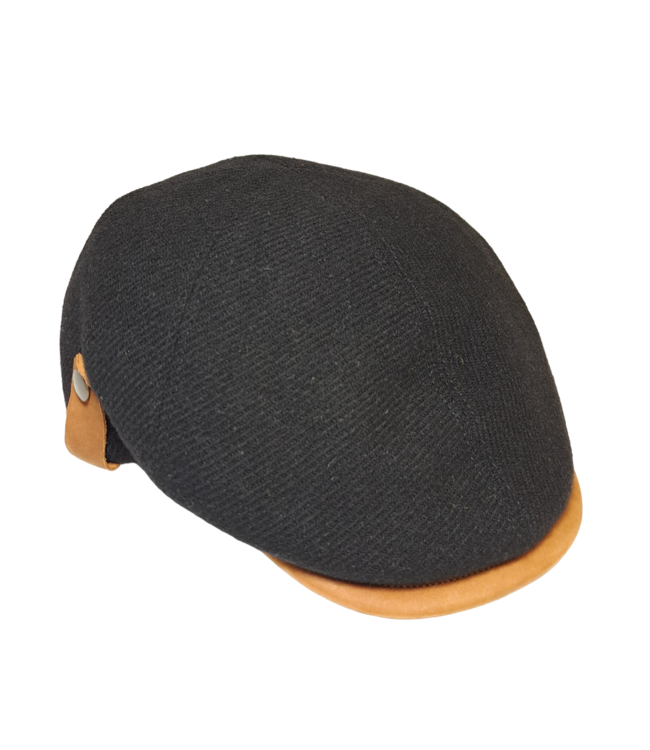 Magill Prime Duckbill Paperboy Hat W/Leather Trim - Black