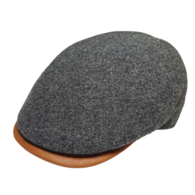 Magill Prime Duckbill Paperboy Hat W/Leather Trim - Grey