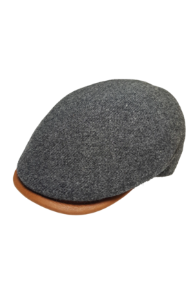 Magill Prime Duckbill Paperboy Hat W/Leather Trim - Grey