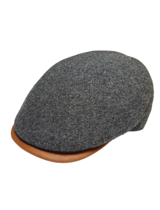 Magill Prime Duckbill Paperboy Hat W/Leather Trim - Grey