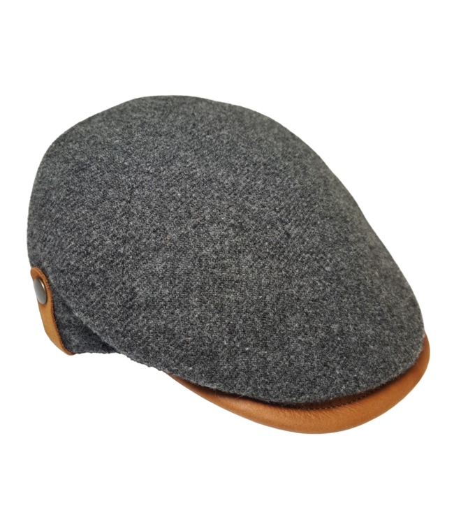 Magill Prime Duckbill Paperboy Hat W/Leather Trim - Grey