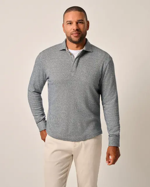 Johnnie-O  Middleton Cotton Stretch Flannel Pullover - Twilight