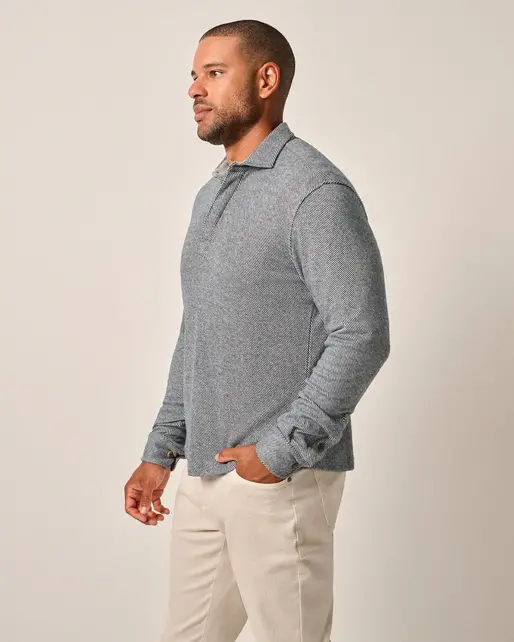 Johnnie-O  Middleton Cotton Stretch Flannel Pullover - Twilight