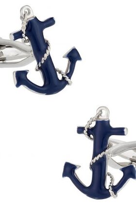 Nautical Navy Blue Anchor Rope Cufflinks