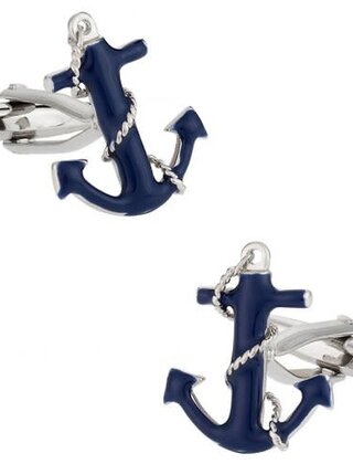 Nautical Navy Blue Anchor Rope Cufflinks