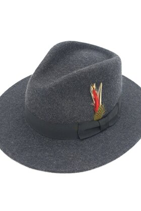 Magill Summit Wide Brim Fedora - Grey Mix/Black