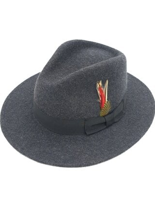Magill Summit Wide Brim Fedora - Grey Mix/Black