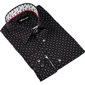 Eldorado Cotton Pattern Stretch Dress Shirt - Black