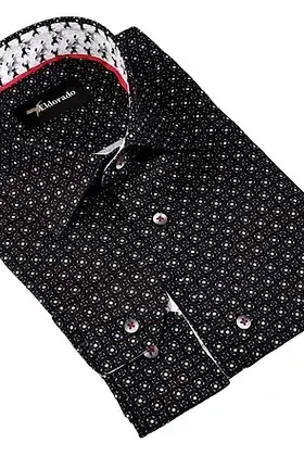 Eldorado Cotton Pattern Stretch Dress Shirt - Black