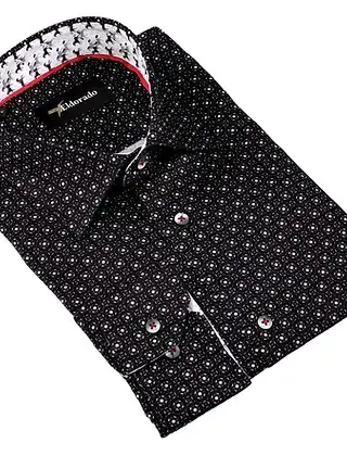 Eldorado Cotton Pattern Stretch Dress Shirt - Black