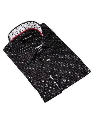 Eldorado Cotton Pattern Stretch Dress Shirt - Black