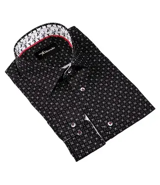 Eldorado Cotton Pattern Stretch Dress Shirt - Black