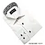 Eldorado Jacquard Dress Shirt - White W/Navy Buttons