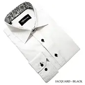 Eldorado Jacquard Dress Shirt - White W/Black  Buttons Eldorado Jacquard Dress Shirt - White W/Black  Buttons