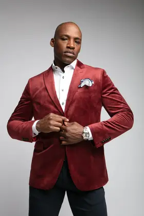 7 Downie St. Exton Velvet Dinner Jacket - Burgundy