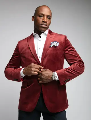 7 Downie St. Exton Velvet Dinner Jacket - Burgundy