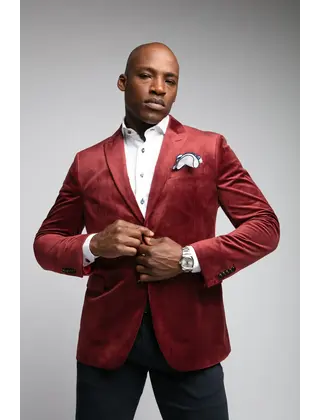 7 Downie St. Exton Velvet Dinner Jacket - Burgundy