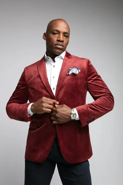 7 Downie St. Exton Velvet Dinner Jacket - Burgundy