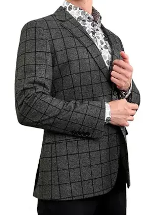 Eldorado - Bruce Windowpane Sport Coat - Grey