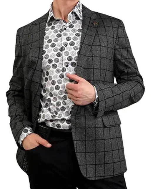 Eldorado - Bruce Windowpane Sport Coat - Grey