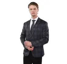 Eldorado - Stewart Plaid Stretch Sport Coat - Navy/Grey