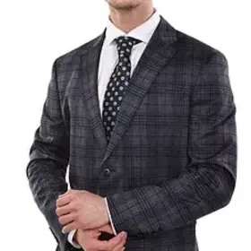 Eldorado - Stewart Plaid Stretch Sport Coat - Navy/Grey