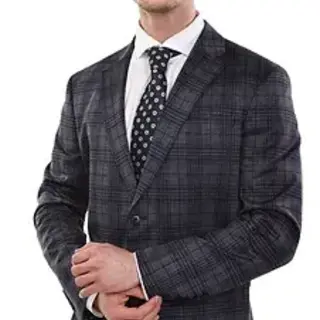 Eldorado - Stewart Plaid Stretch Sport Coat - Navy/Grey