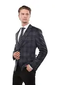 Eldorado - Stewart Plaid Stretch Sport Coat - Navy/Grey