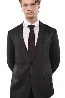 Eldorado - Shelby Plaid Stretch Sport Coat - Burgundy/Grey