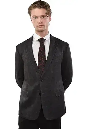 Eldorado - Shelby Plaid Stretch Sport Coat - Burgundy/Grey
