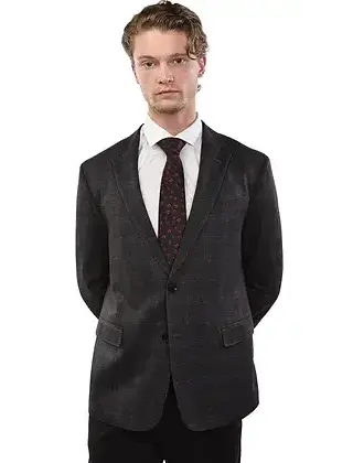 Eldorado - Shelby Plaid Stretch Sport Coat - Burgundy/Grey