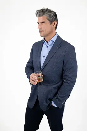 7 Downie St. Langford Houndstooth Knit Sport Coat - Navy