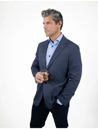 7 Downie St. Langford Houndstooth Knit Sport Coat - Navy