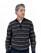 7 Downie St. 1/4 Zip Striped Sweater - Navy
