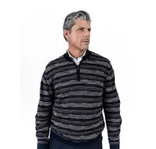 7 Downie St. 1/4 Zip Striped Sweater - Navy