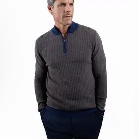 7 Downie St. 1/4 Zip Sweater - Navy/Brown