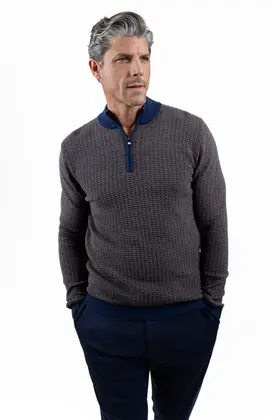 7 Downie St. 1/4 Zip Sweater - Navy/Brown