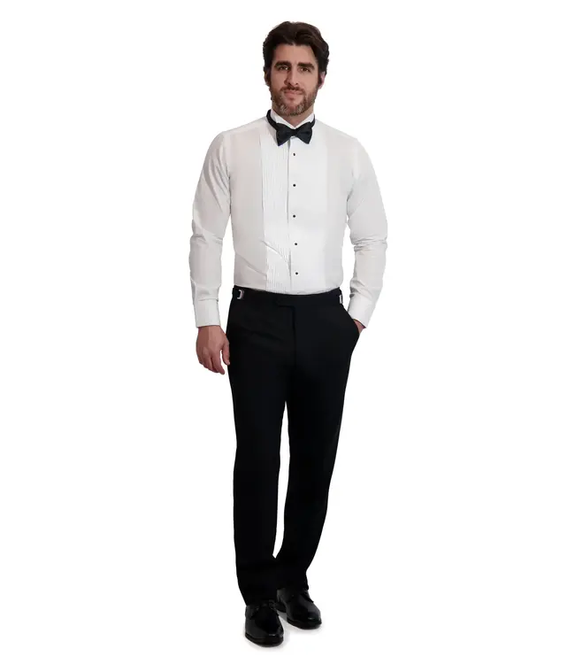 Slimfit Wing Tip 1/4 Inch Pleat  - White