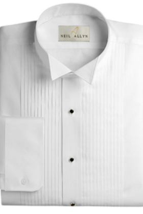 Slimfit Wing Tip 1/4 Inch Pleat  - White