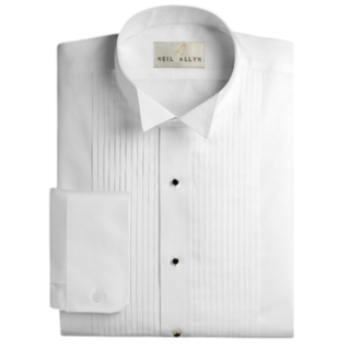 Slimfit Wing Tip 1/4 Inch Pleat  - White