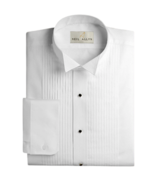 Slimfit Wing Tip 1/4 Inch Pleat  - White