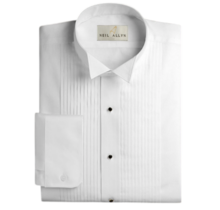 Classic Fit Wing Tip 1/4 Inch Pleat  - White