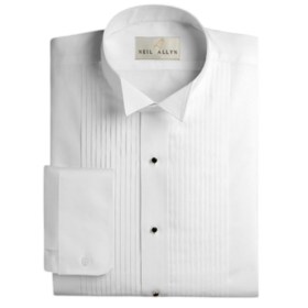 Classic Fit Wing Tip 1/4 Inch Pleat  - White