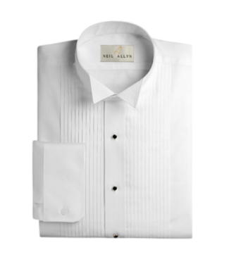 Classic Fit Wing Tip 1/4 Inch Pleat  - White