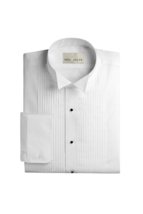 Youth Classic Fit Wing Tip 1/4 Inch Pleat  - White