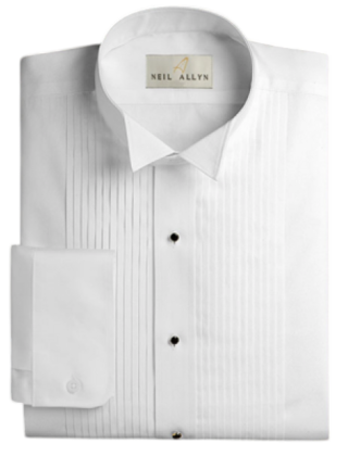 Youth Classic Fit Wing Tip 1/4 Inch Pleat  - White