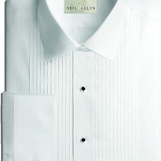 Slimfit Laydown 1/4 Inch Pleated Shirt - White