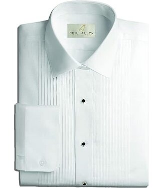 Slimfit Laydown 1/4 Inch Pleated Shirt - White