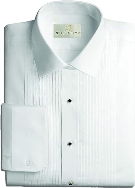 Slimfit Laydown 1/4 Inch Pleated Shirt - White